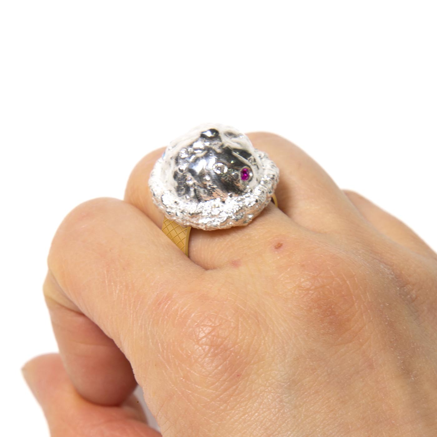 Ice Cream Ring in Silver with Semi-Precious Stones
